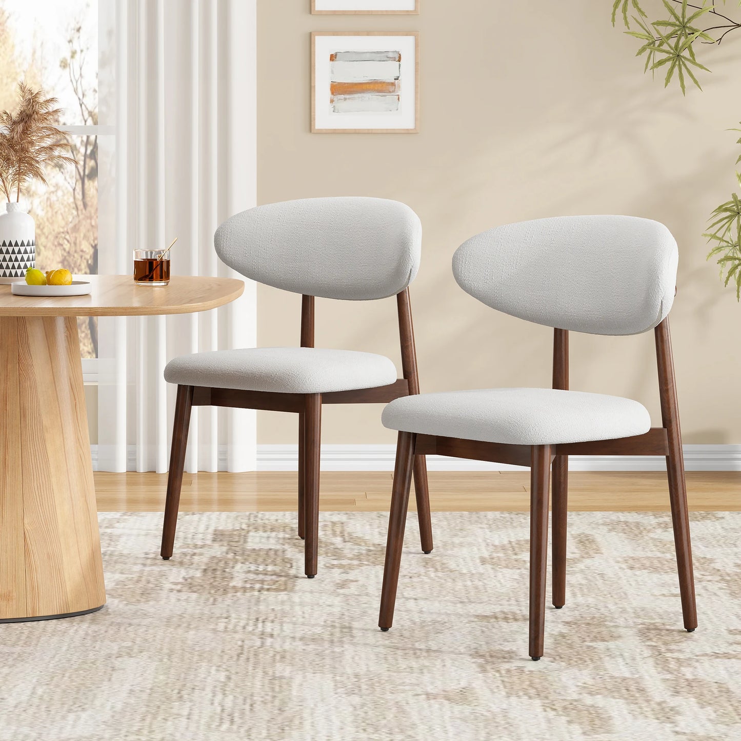 Farini Modern Fabric Upholstered Solid Wood Dining Chairs