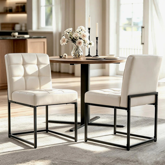 HiMISS Mid Century Modern Upholstered Dining Chairs With Grid Back