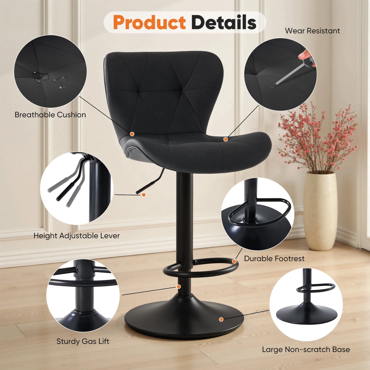 MCQ Ergonomic High Back Faux Leather Swivel Office Chair