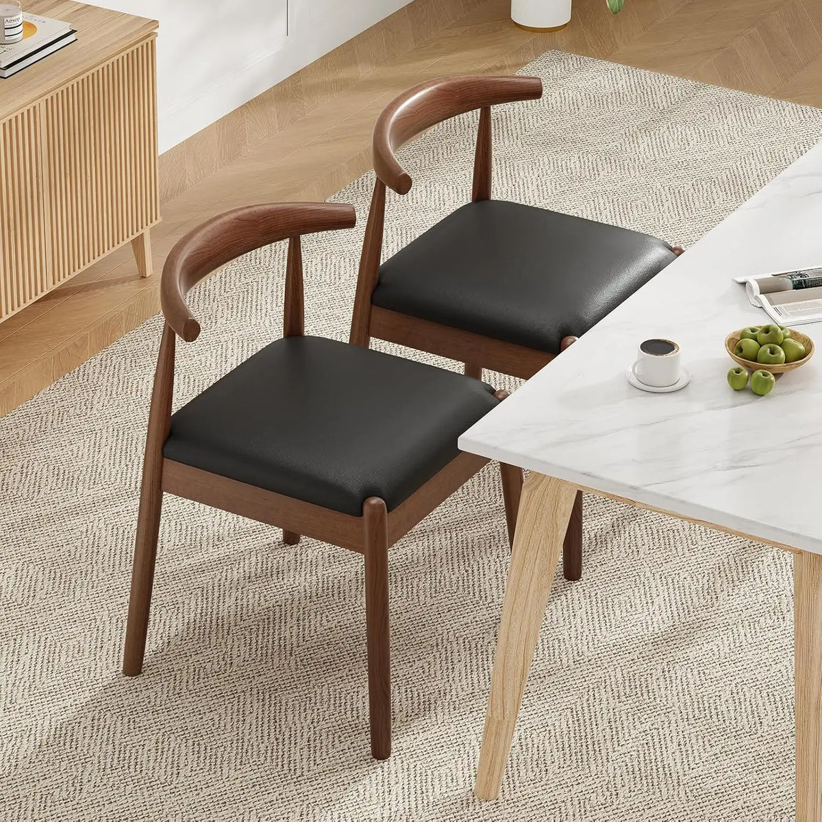 FARINI Mid-Century Modern Dining Chairs With Solid Wood Legs