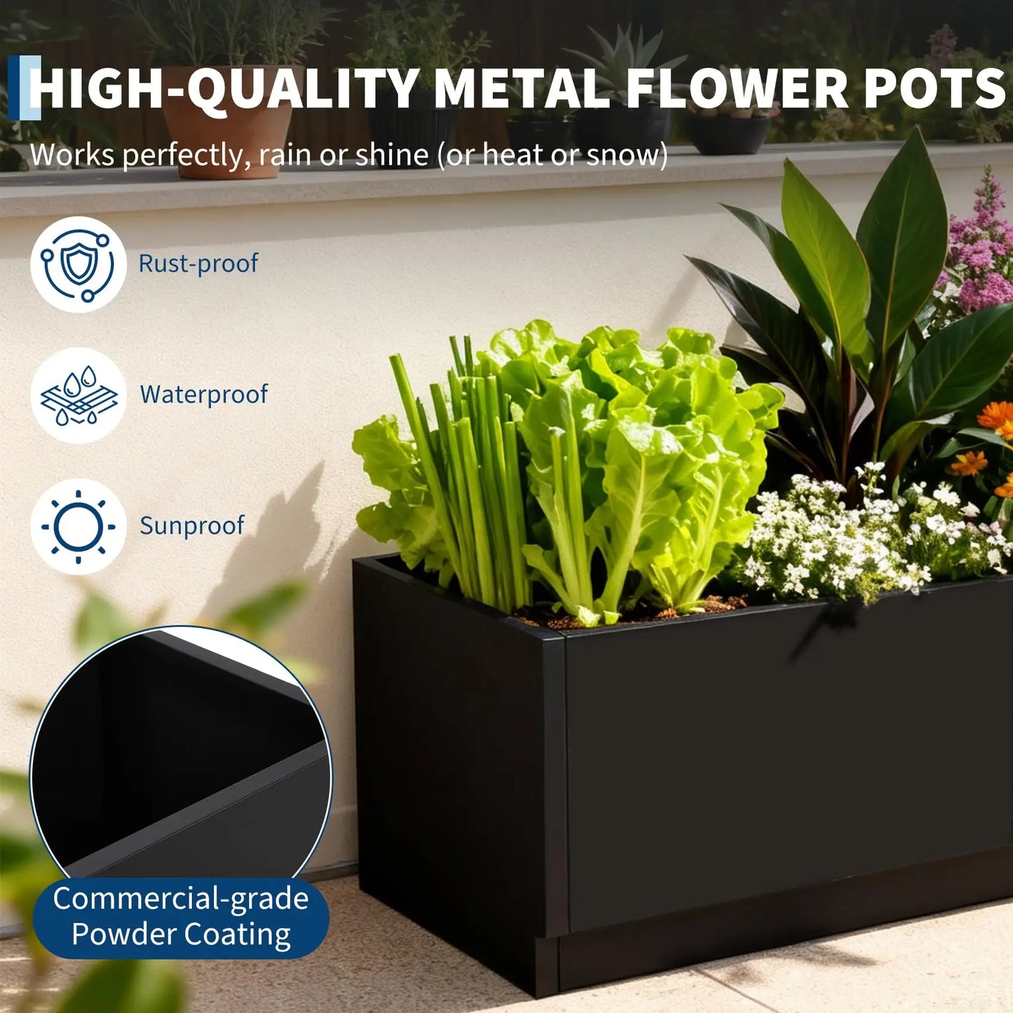 HiMISS Metal Planter Box With LED Light Strips And Controller