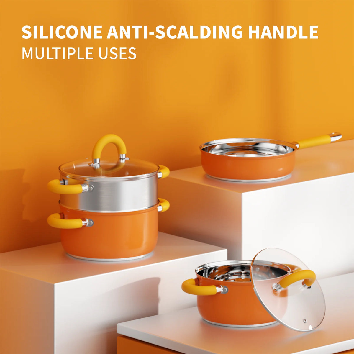 Stainless Steel Cookware Set Pots And Pans With Glass Lids