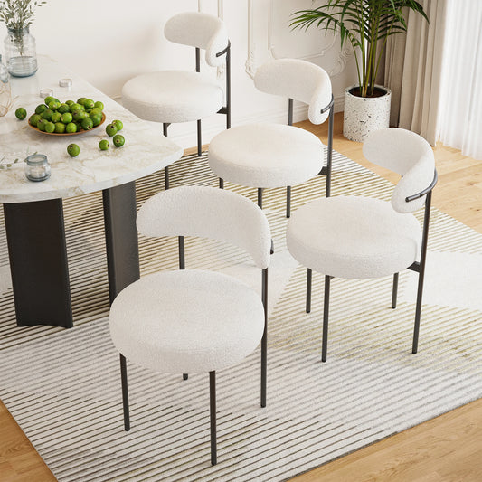 Farini Mid Century Modern Dining Chair With Curved Fabric Backrest
