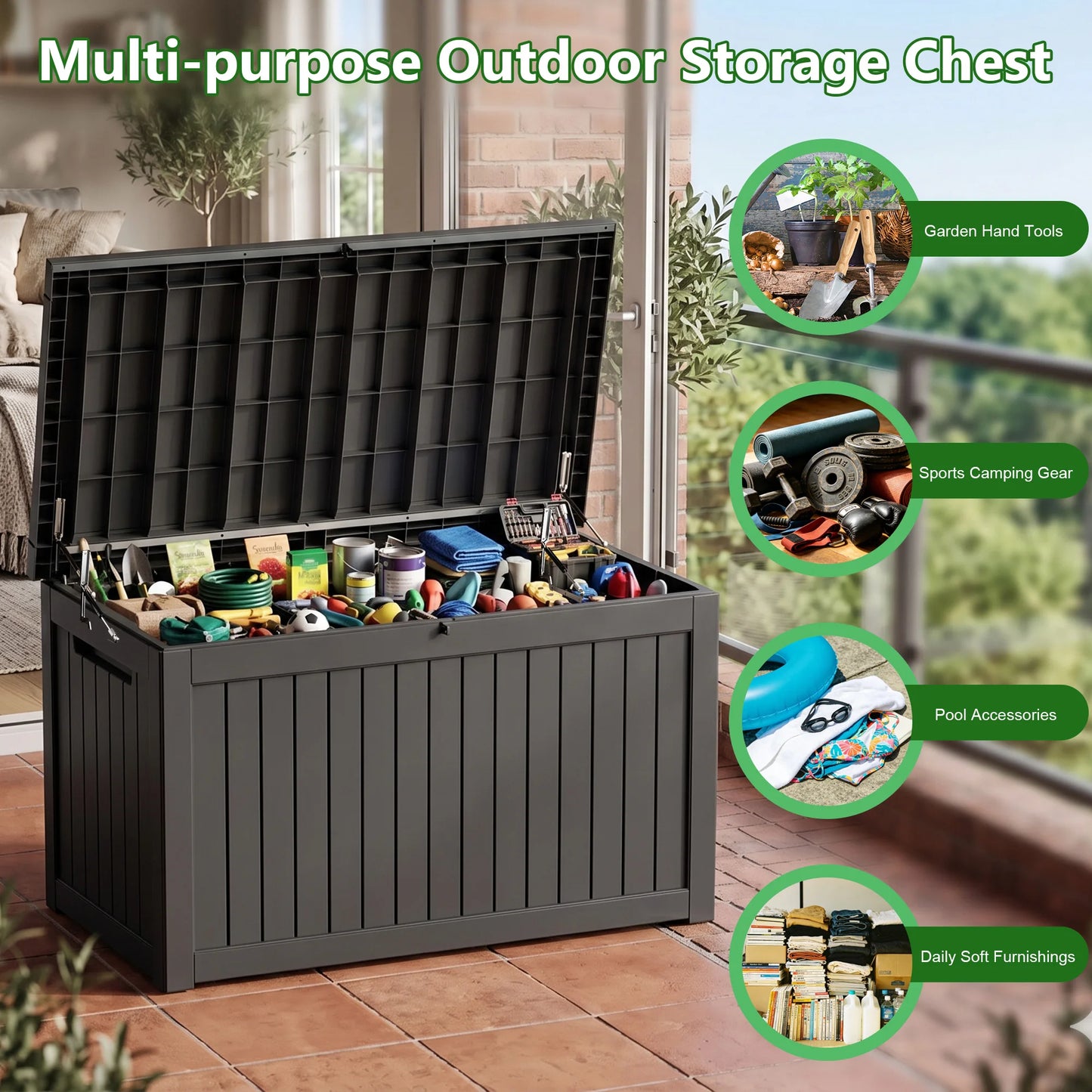 Waterproof Resin Outdoor Storage Deck Box With Lock