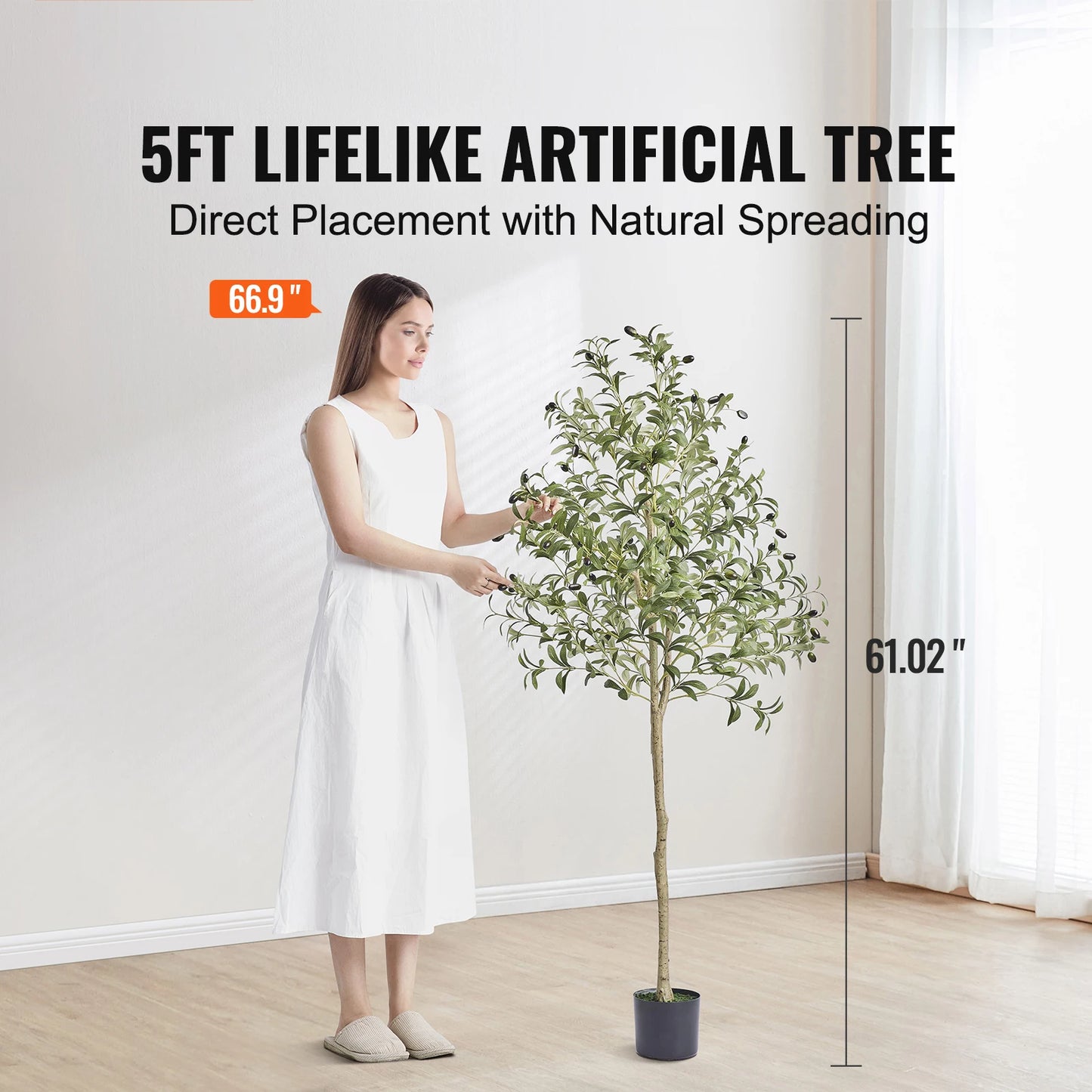 SucceBuy Artificial Olive Tree For Indoor Outdoor Home Decor