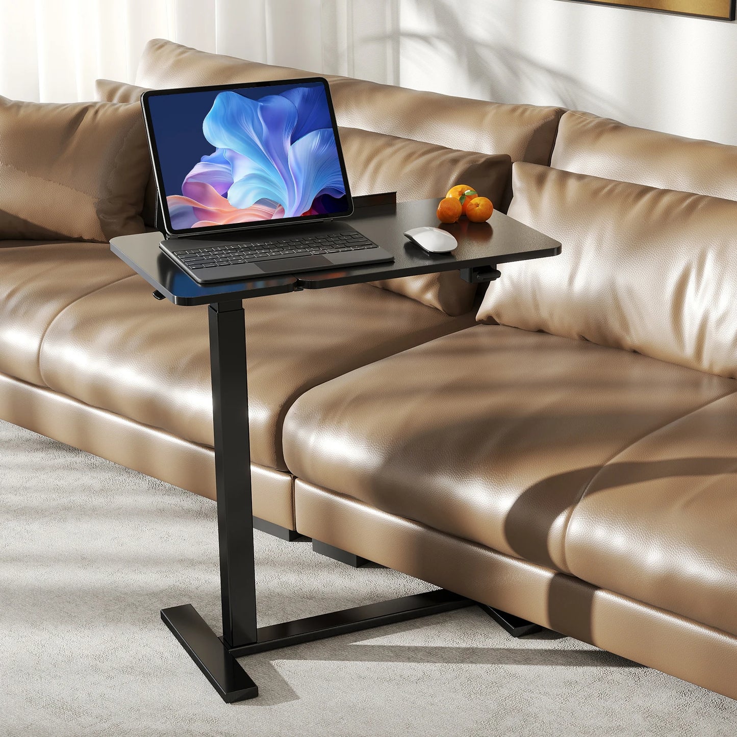 JHK Adjustable Height Overbed Desk With Tilt Top And Wheels