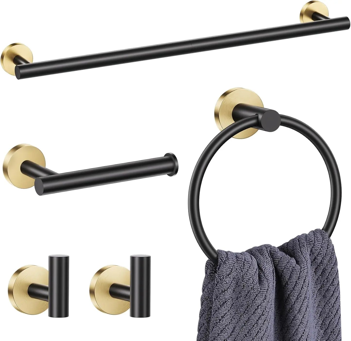 Wall Mounted Bathroom Hardware Set With Towel Bar And Ring