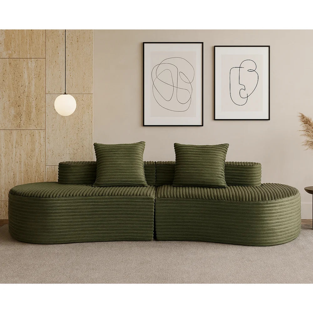Fully Compressed Corduroy Cloud Couch With Lumbar Pillows For Home
