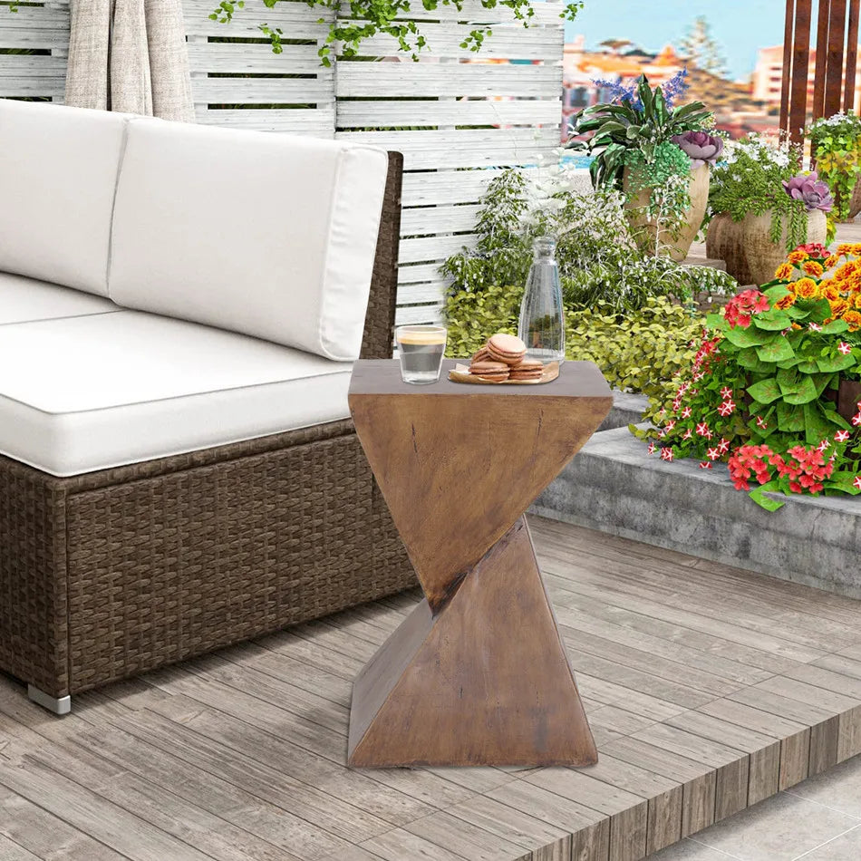 Luvodi Modern Lightweight Concrete Accent Table For Living Room