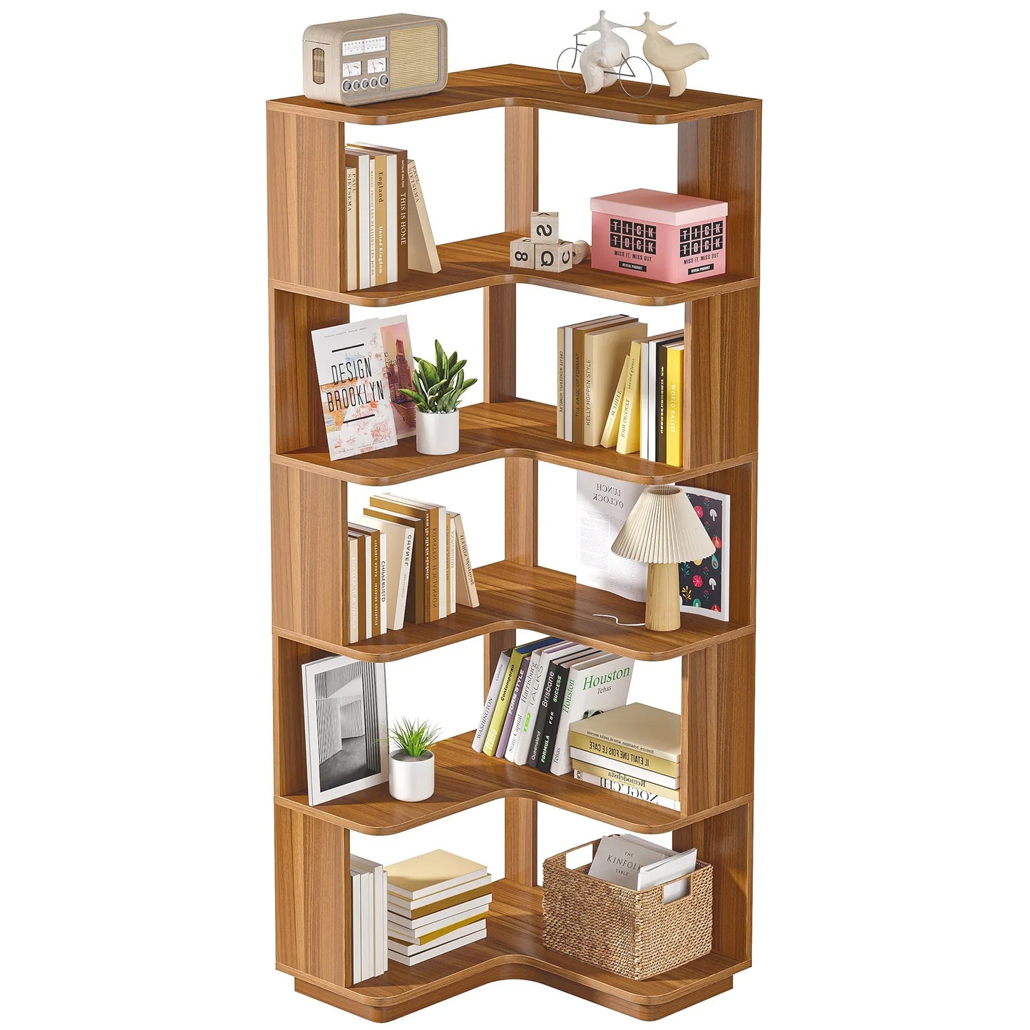 Tribesigns 6 Tier Industrial Corner Bookshelf With Anti Drop Panel