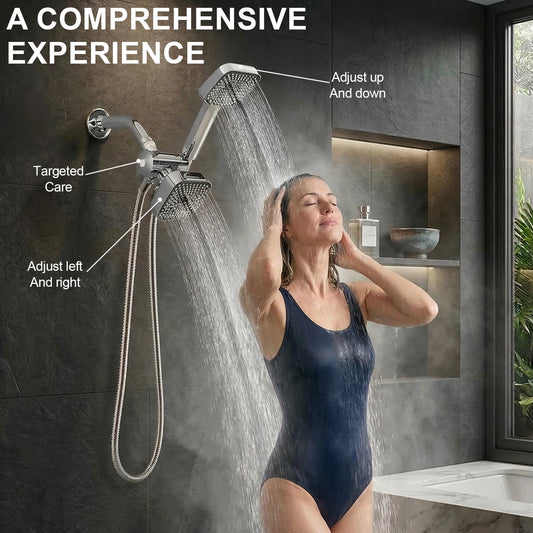 High Flow Wall Mounted Dual Rain Hand Shower Head Set