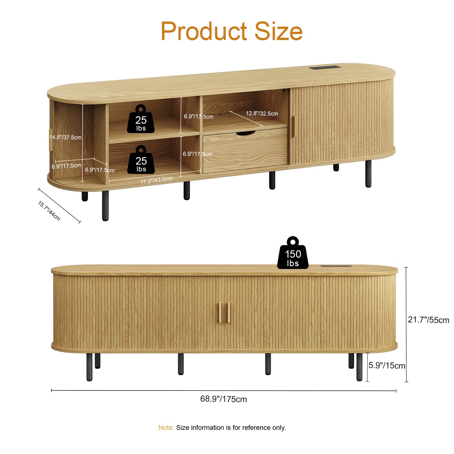 Onbrill Modern TV Stand With Drawer And Adjustable Shelves