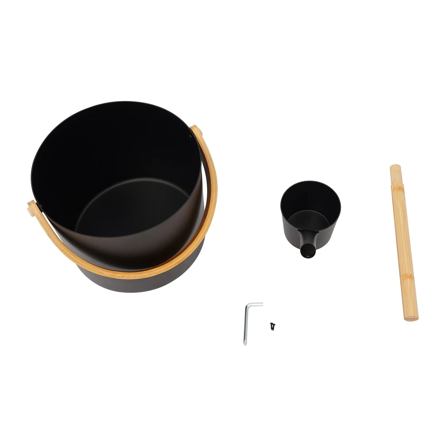 Premium Aluminum Sauna Bucket With Bamboo Wood Ladle Set