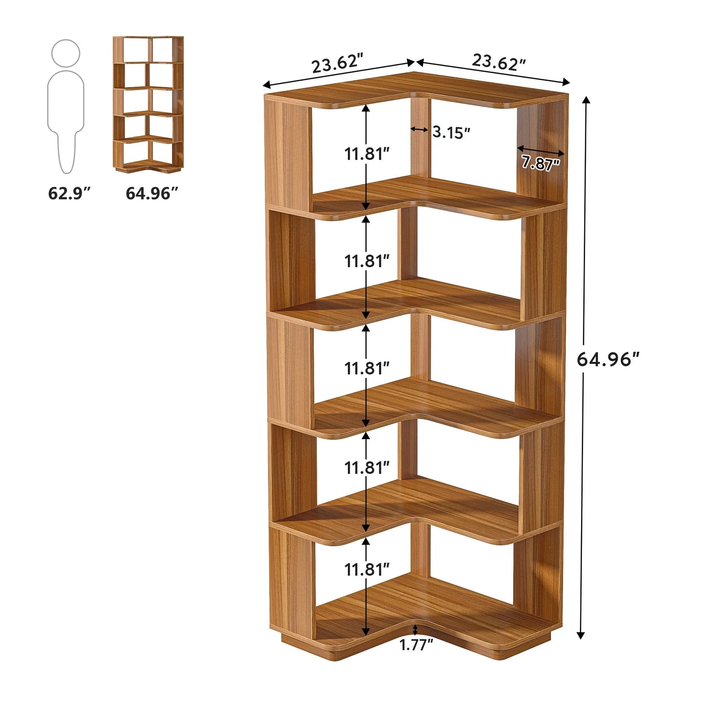 Tribesigns 6 Tier Industrial Corner Bookshelf With Anti Drop Panel