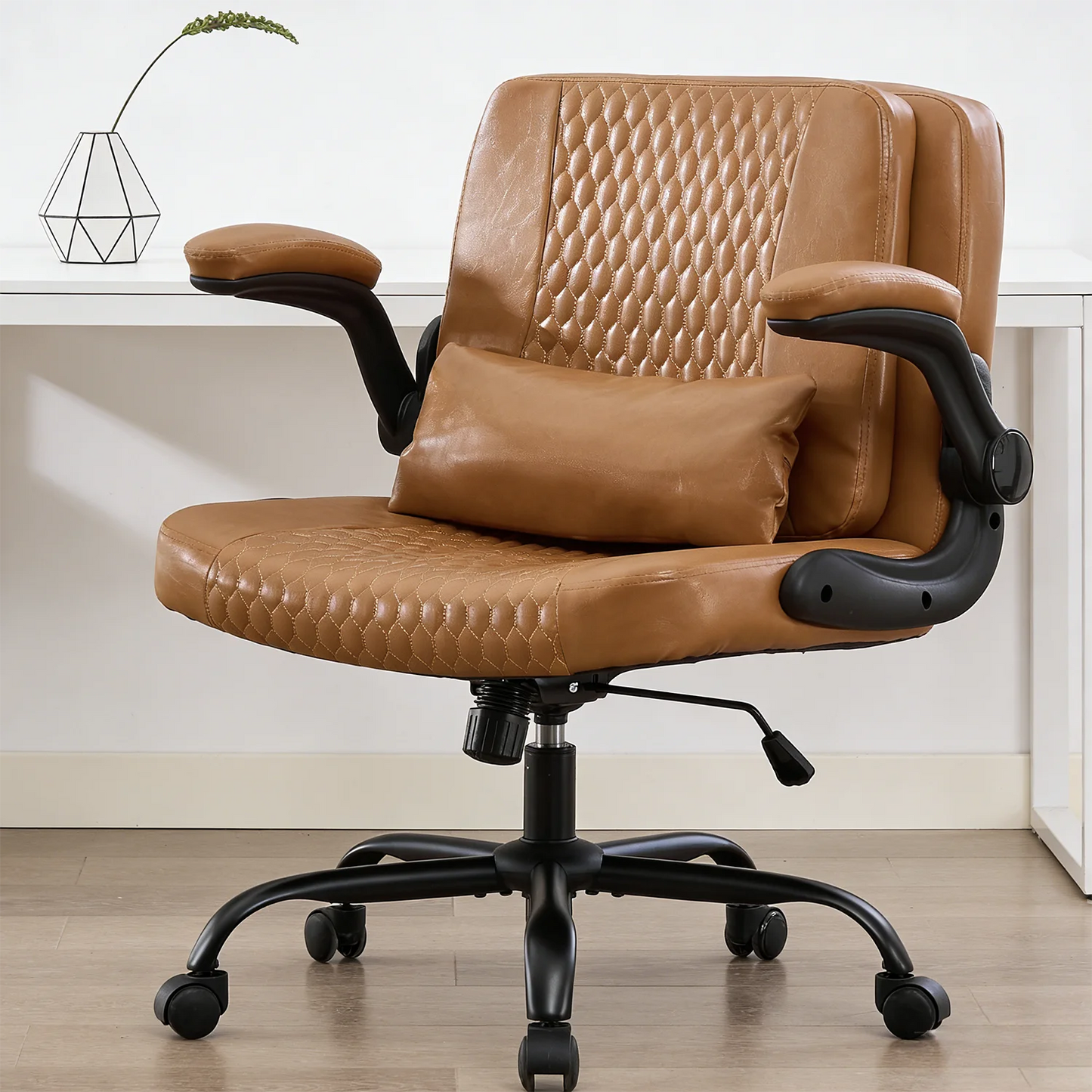 TCGBKAF Ergonomic Office Chair With Flip Backrest And PU Leather