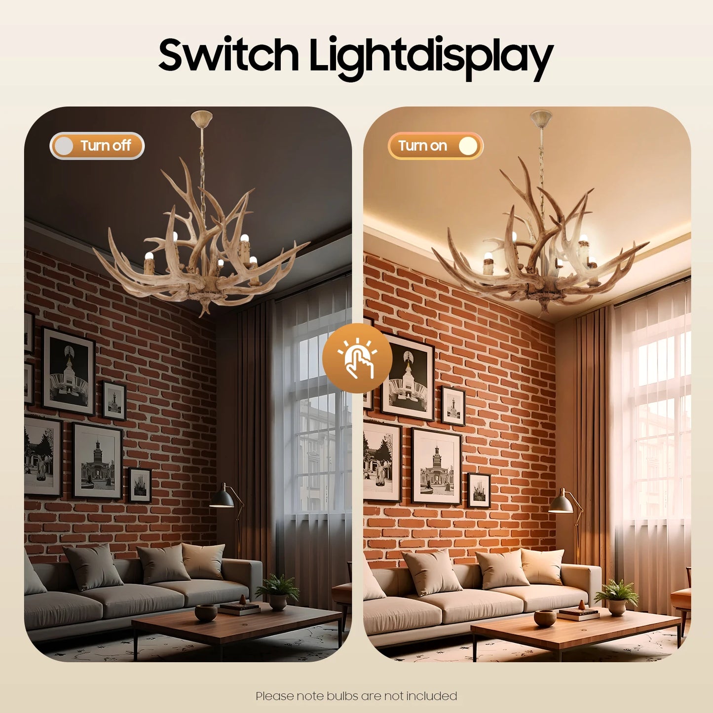 Retro Deer Antler Six Light Pendant Ceiling Fixture