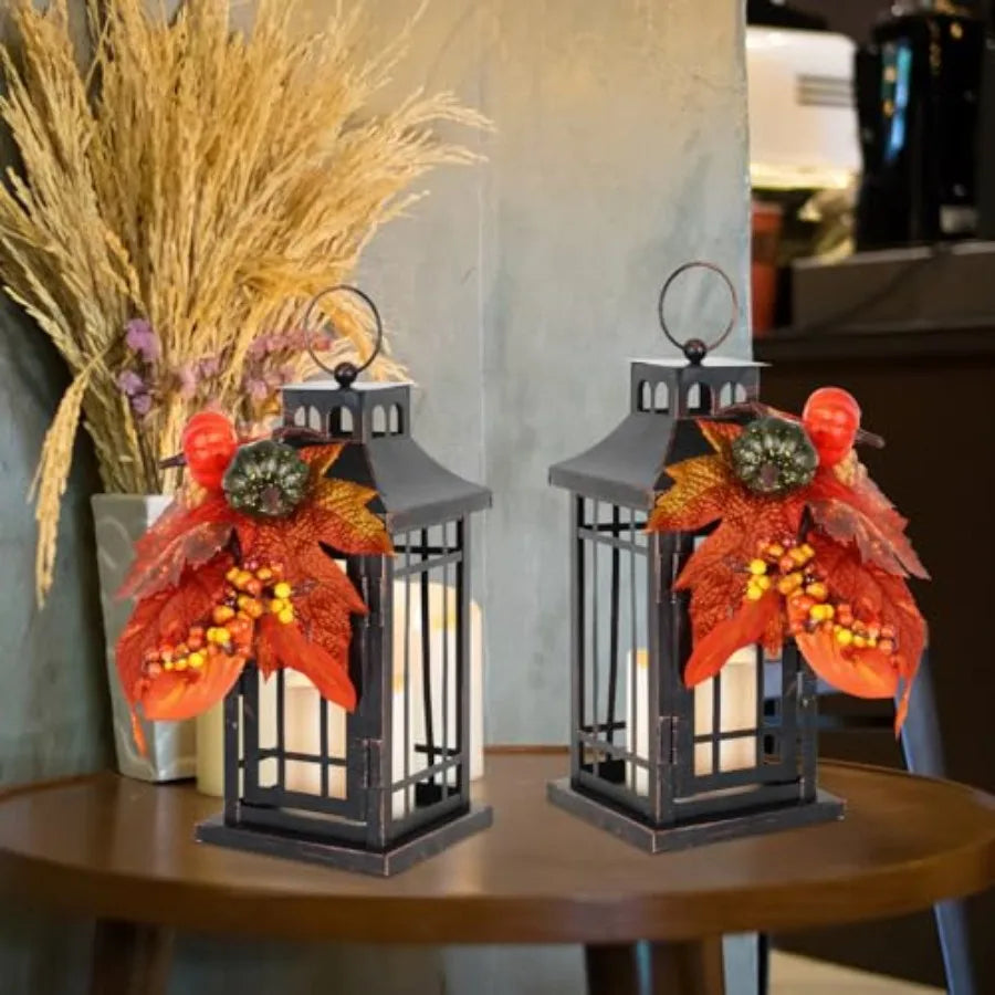 Solar Metal LED Candle Lanterns Set For Indoor Outdoor Decor