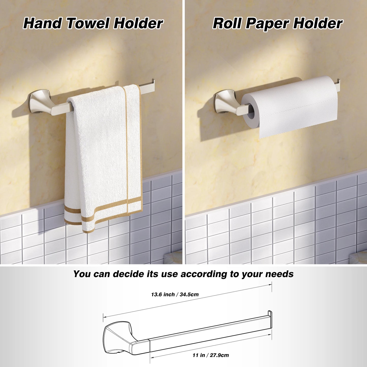 Wall Mount Five Piece Bathroom Hardware Set With Towel Ring