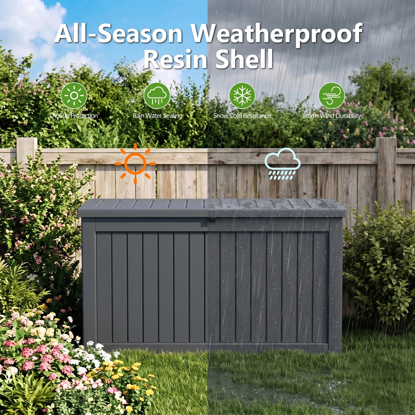 Waterproof Resin Outdoor Storage Deck Box With Lock