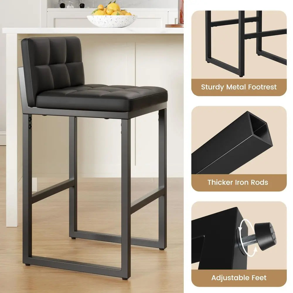 Counter Height Bar Stools Set Of 2 With Back Footrest