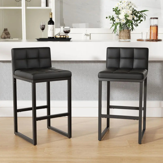 Counter Height Bar Stools Set Of 2 With Back Footrest