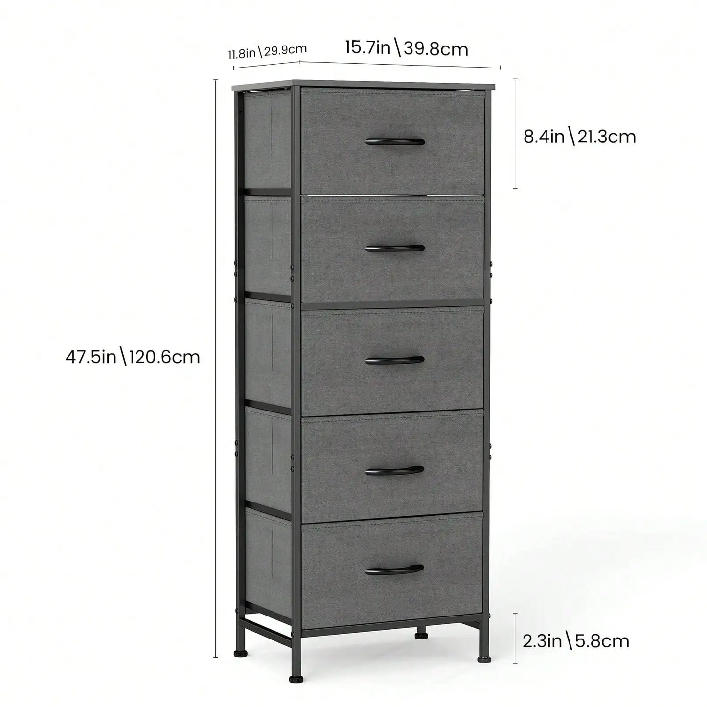Fabric Storage Dresser With Wooden Top And Steel Frame Unit