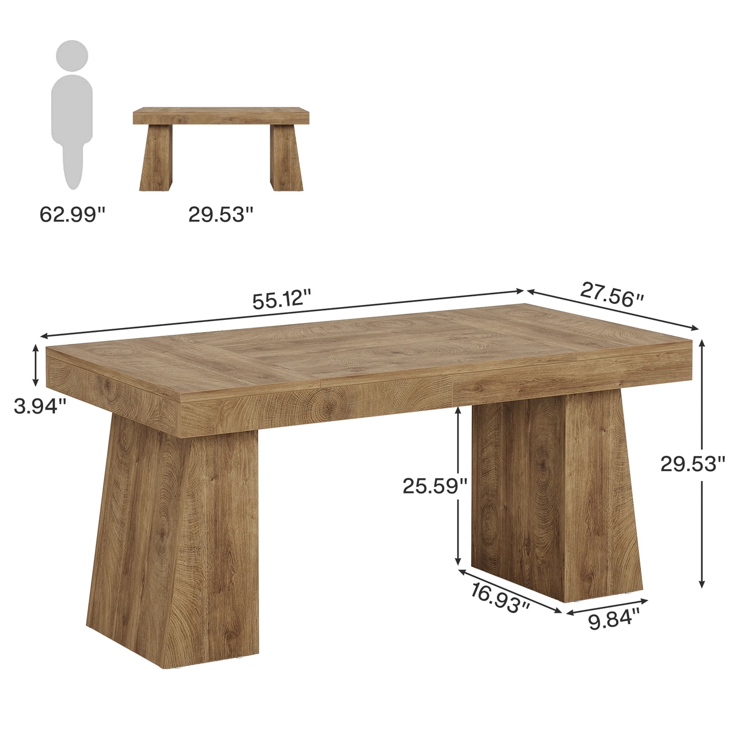Tribesigns Wood Office Executive Desk With Double Pedestal