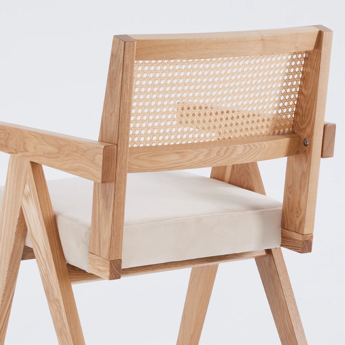 Farini Mid Century Woven Rattan Dining Chairs Solid Ash Frame