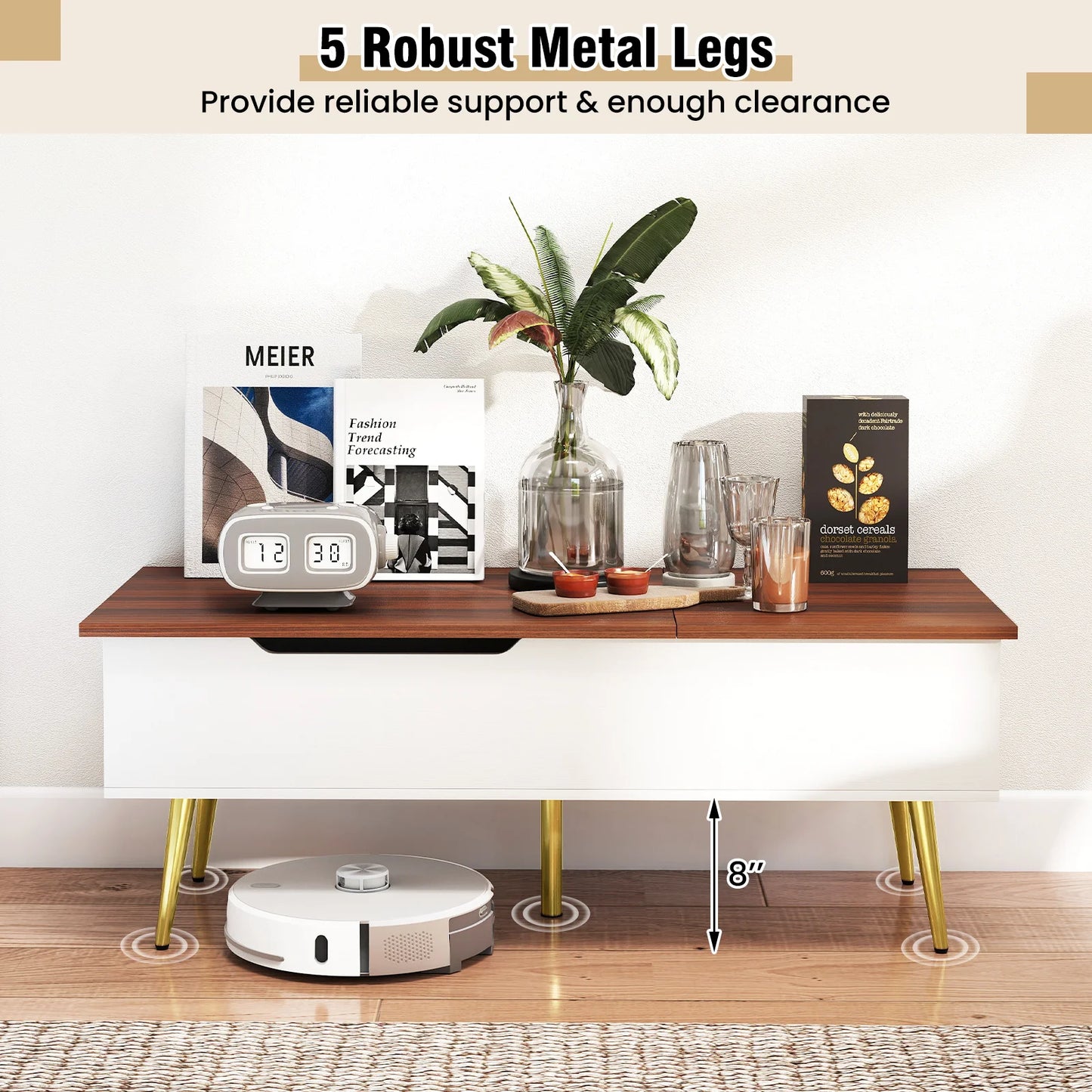 Homasis Lift Top Coffee Table With Split Top Hidden Storage