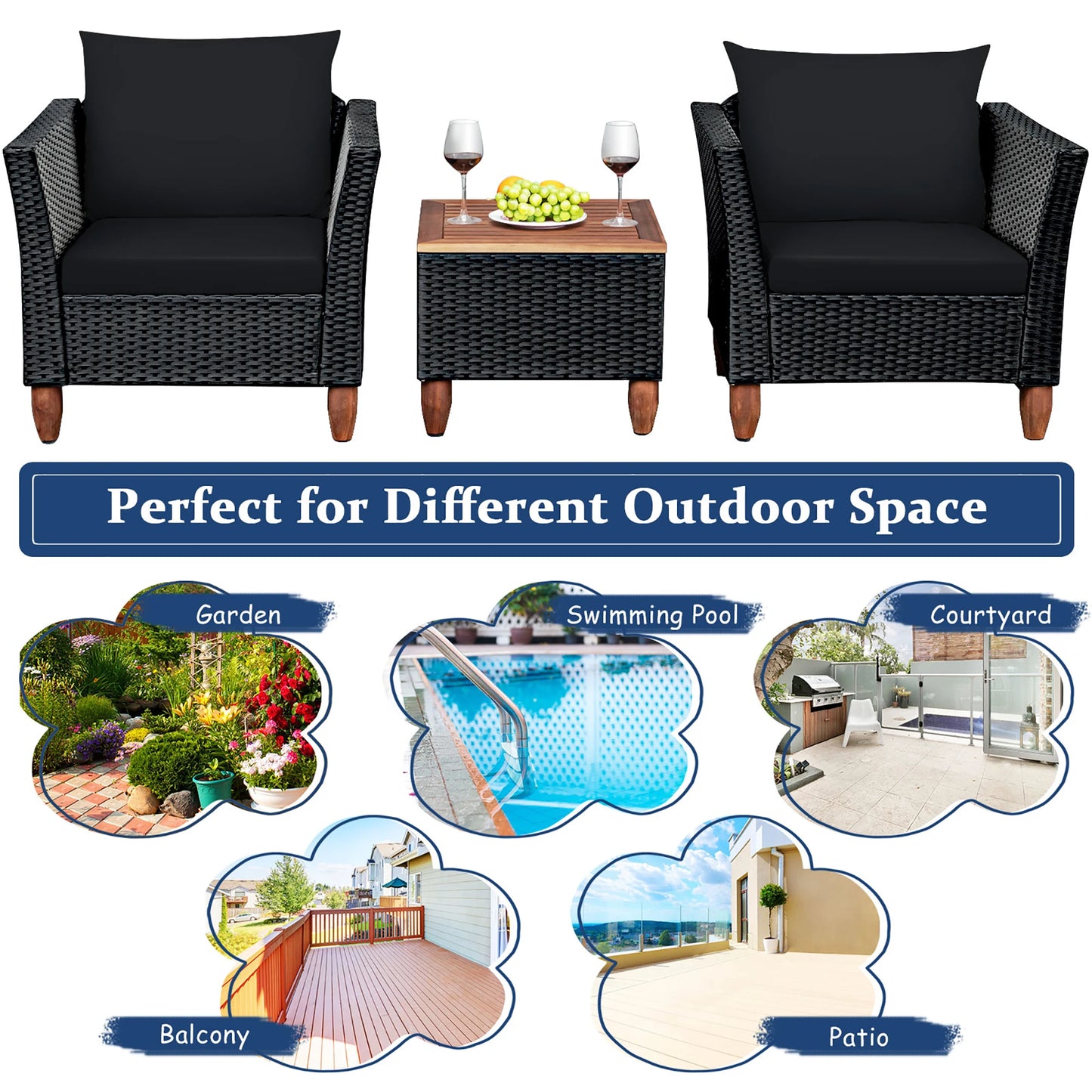 Homasis Outdoor Rattan Patio Furniture Set Cushioned Sofa