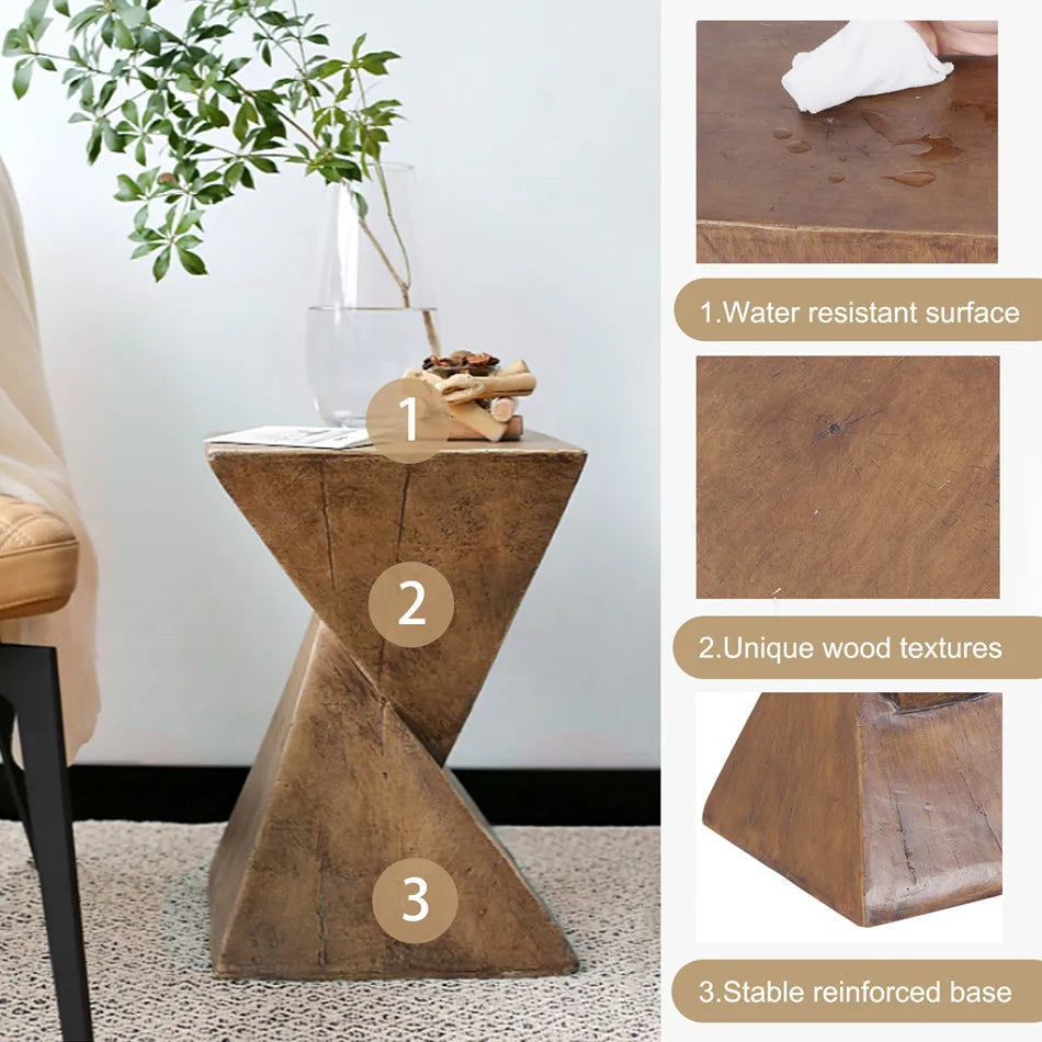 Luvodi Modern Lightweight Concrete Accent Table For Living Room