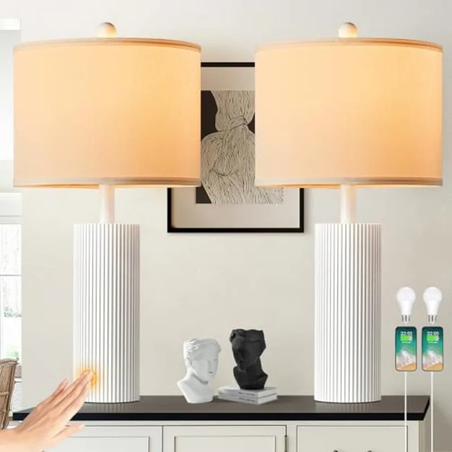 Modern USB Touch Control Table Lamps With Charging Ports