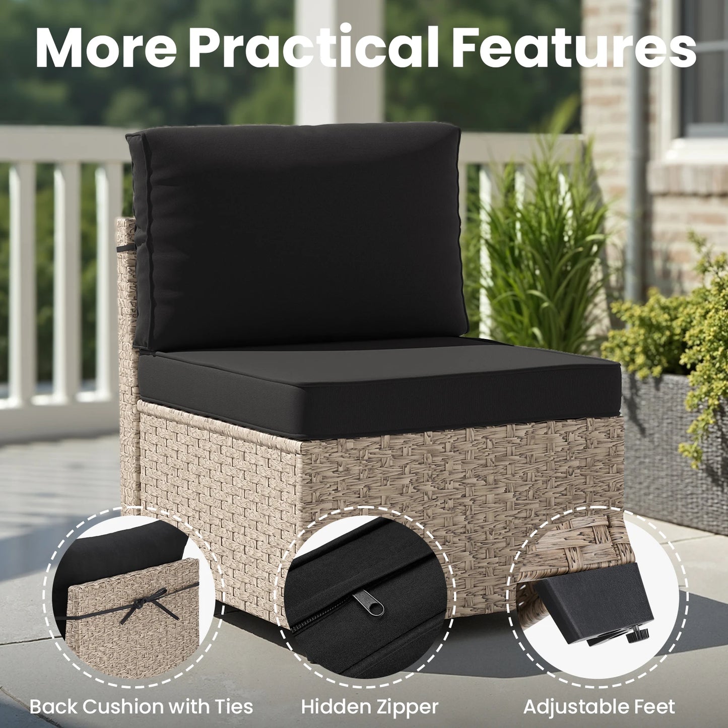Soohow Outdoor Rattan Patio Furniture Set With Tempered Glass Table