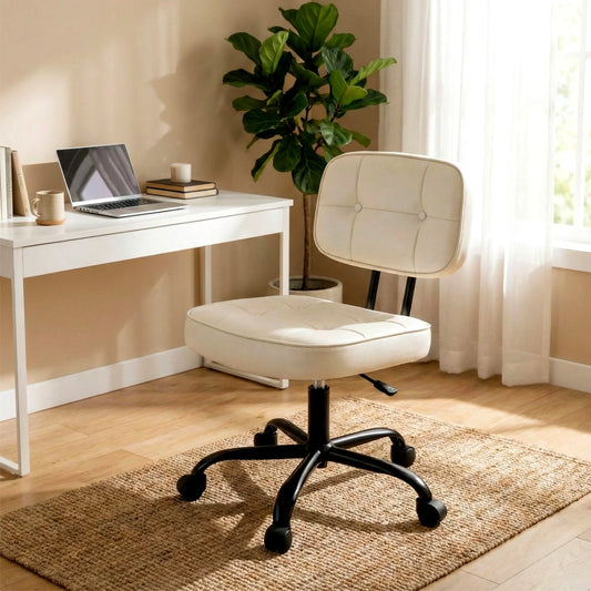 JHK Armless PU Leather Ergonomic Office Chair With Lumbar Support