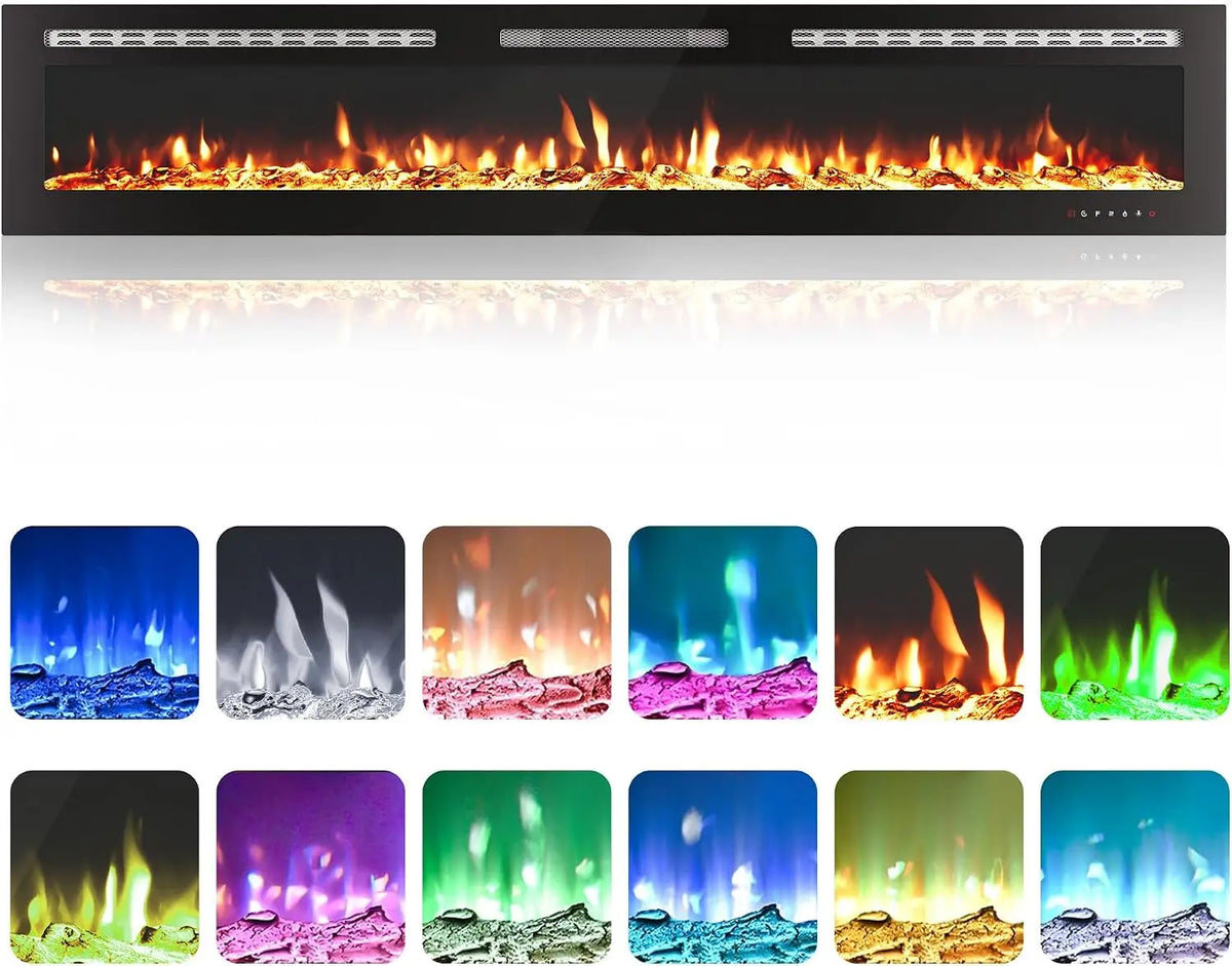 Wall Mounted Electric Fireplace Heater With Realistic Log Effects