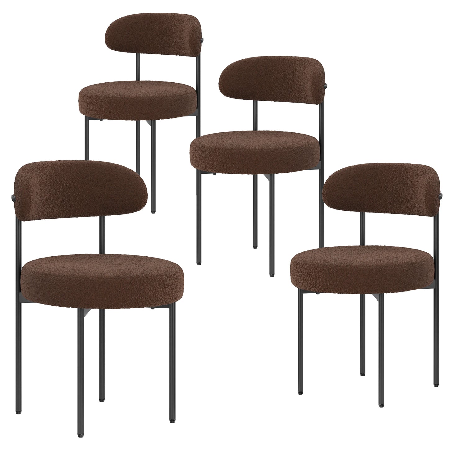 Farini Mid Century Modern Dining Chair With Curved Fabric Backrest