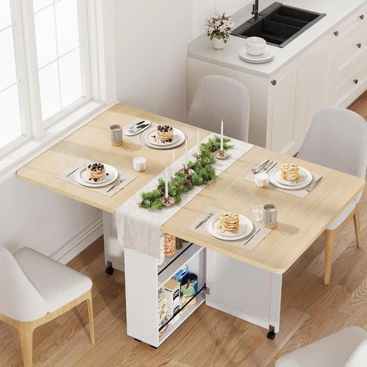 Garvee Folding Dining Table With Drawer And Shelves
