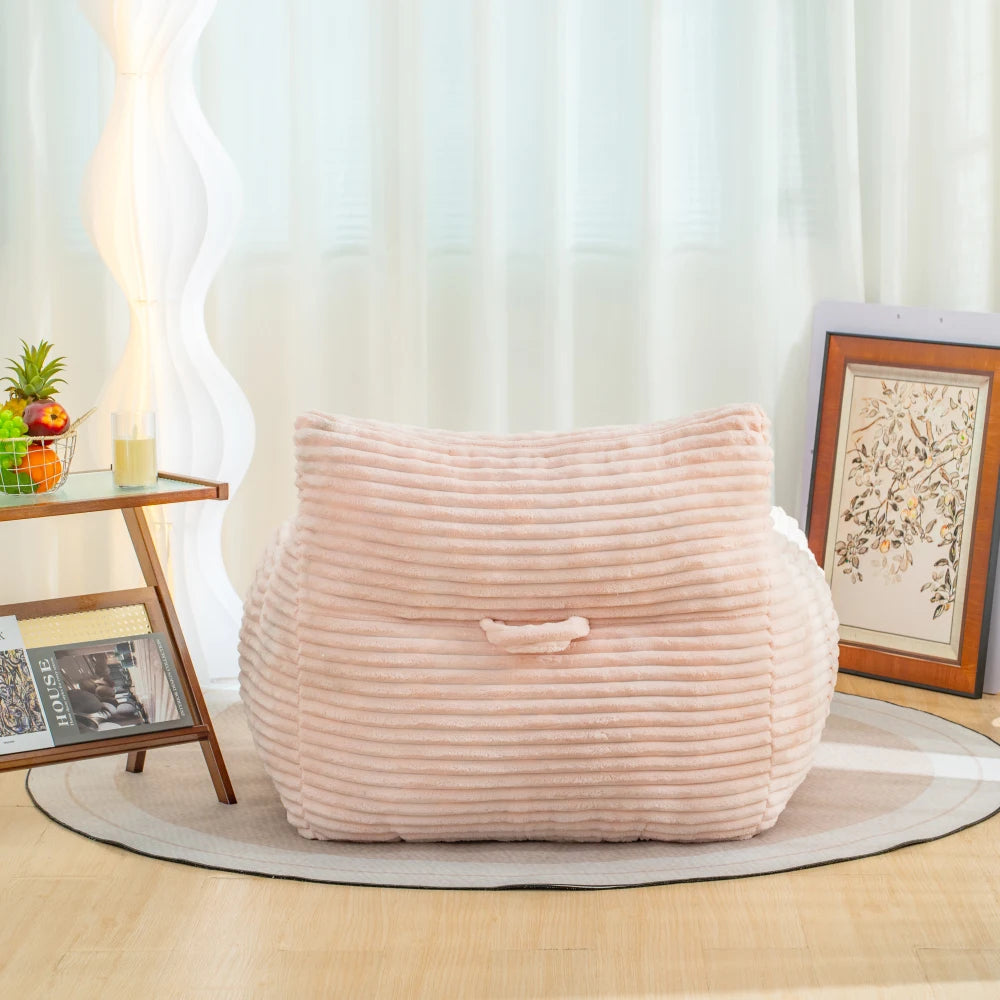 Corduroy Bean Bag Chair With Armrests Comfortable Foam Lounge Sofa