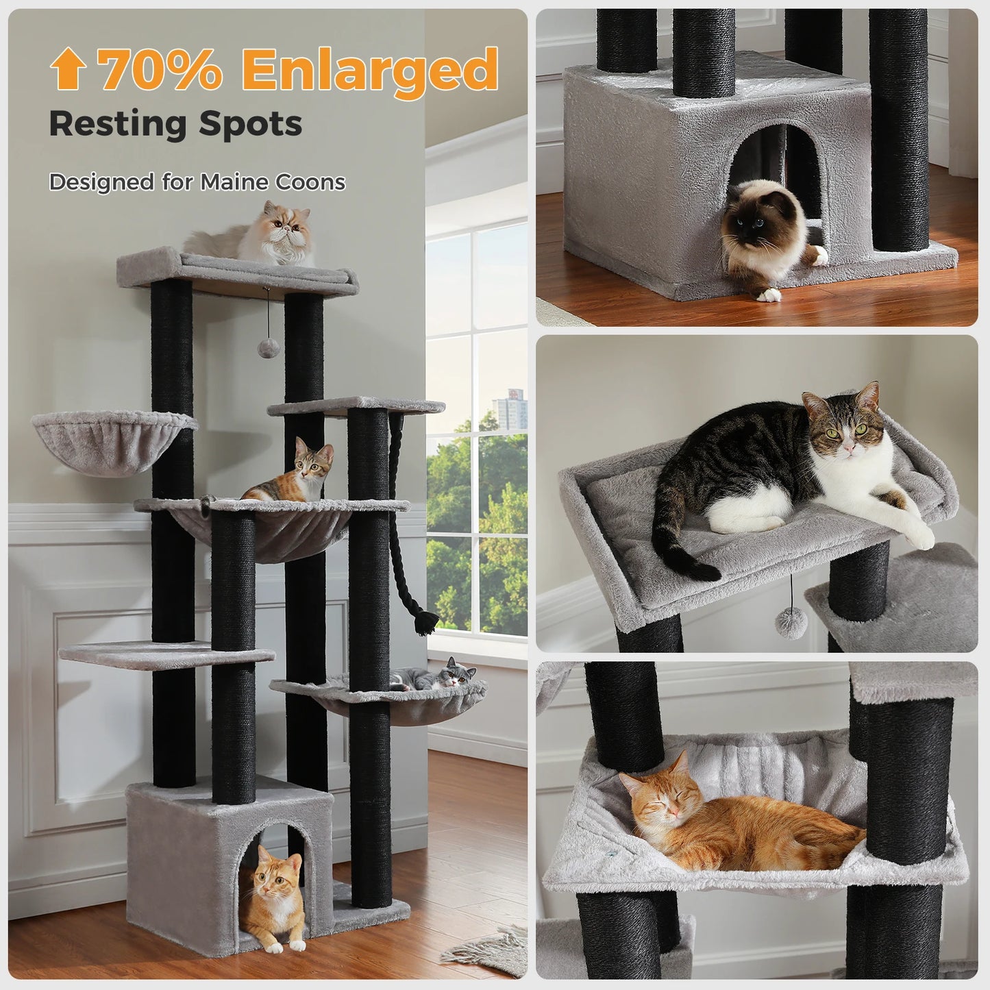 PAWZ Road Multilevel Cat Tree With Sisal Scratching Posts