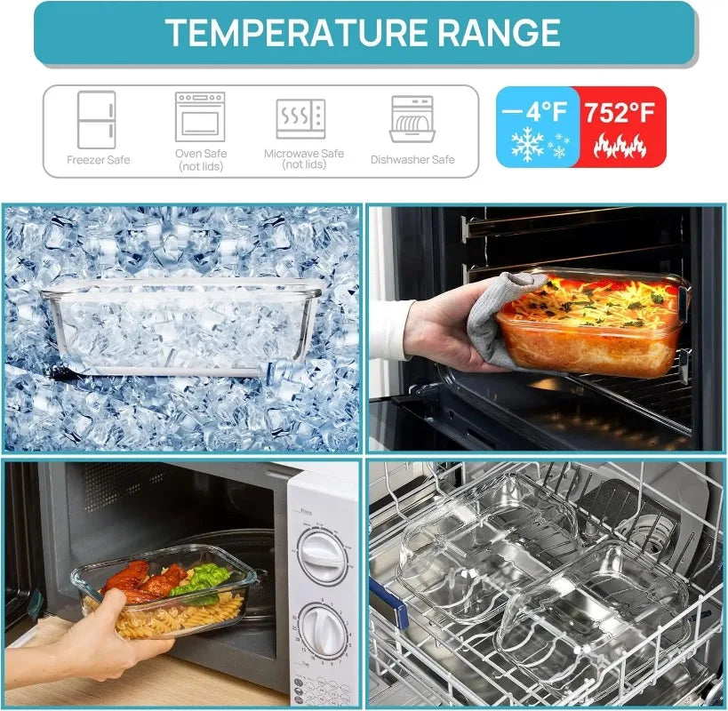 Glass Food Storage Containers With Airtight Lids Leakproof Meal Prep
