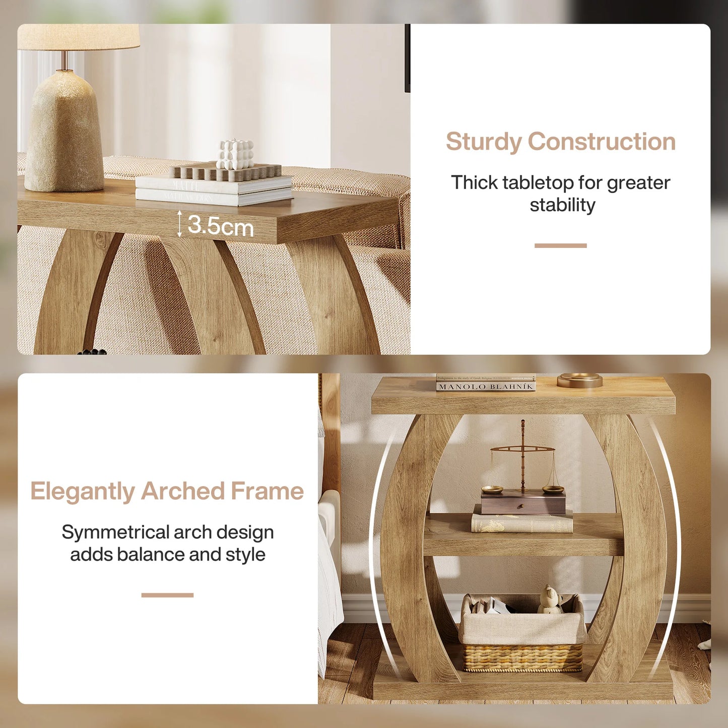 Tribesigns Three Tier Wooden End Table With Storage