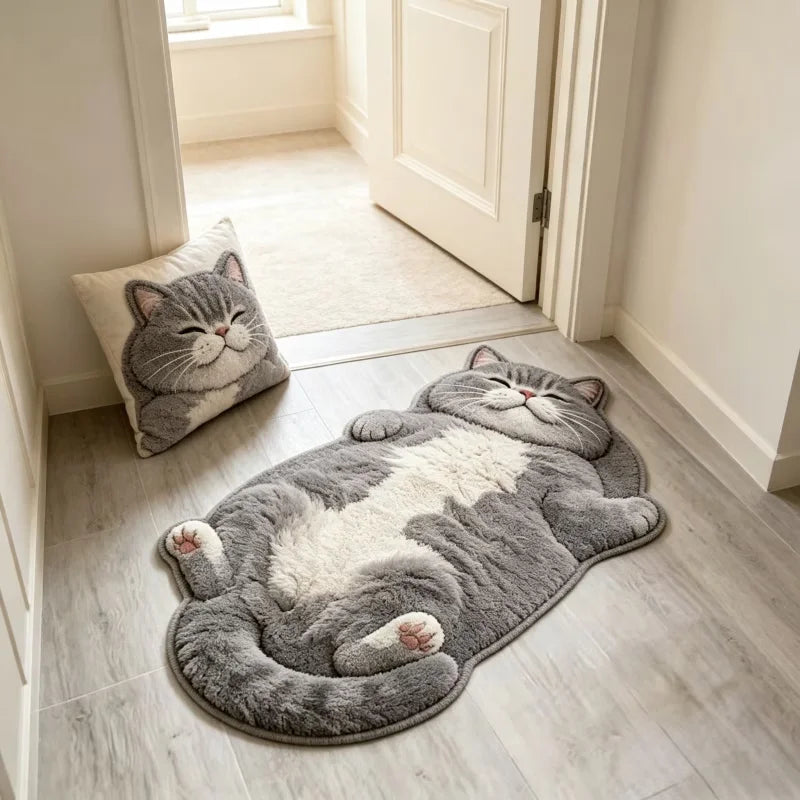 Soft Plush Cat Shaped Area Rug For Bedroom Living Room