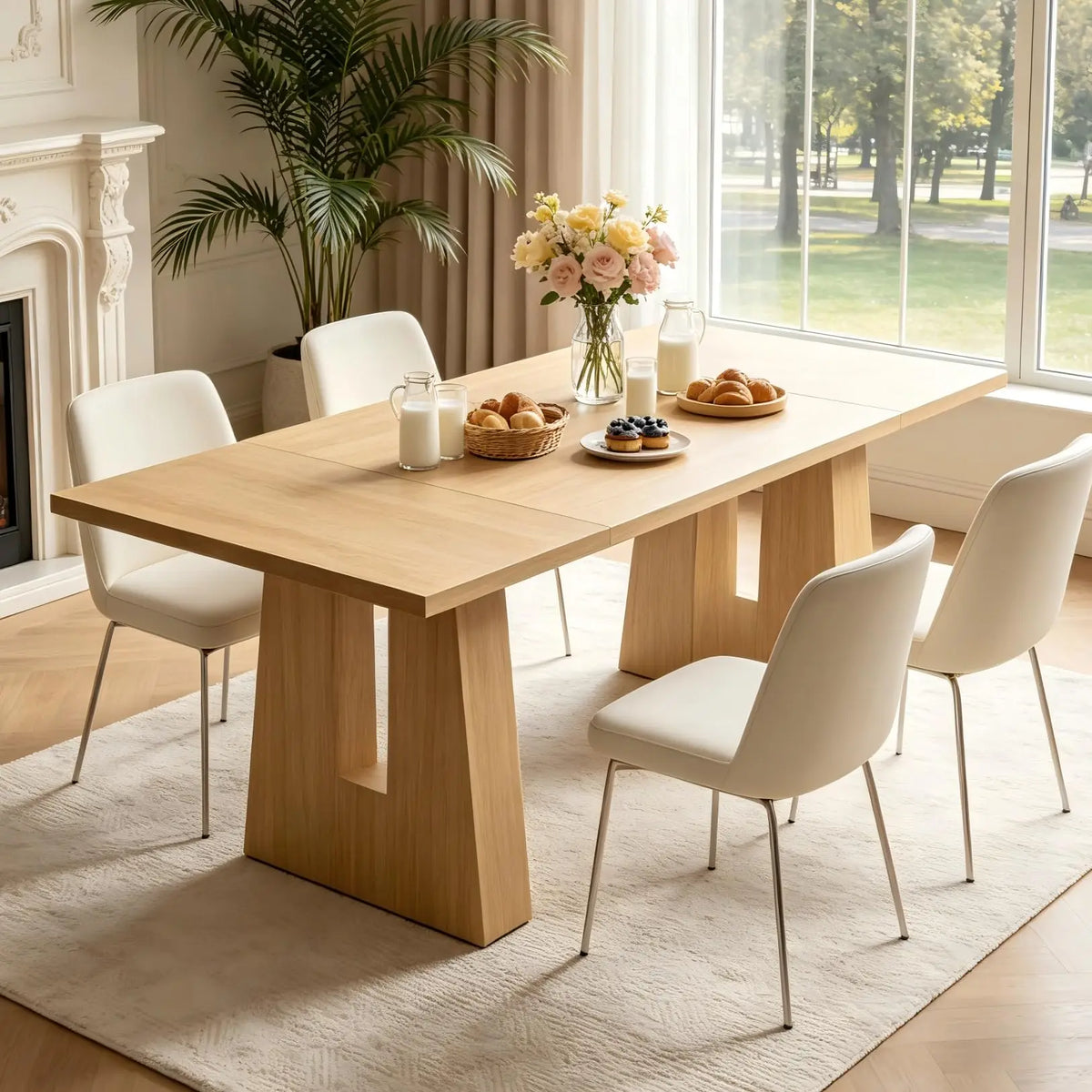 HiMISS Modern Wooden Dining Table For Kitchen And Dining Room