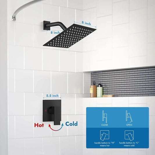 Square Stainless Steel Wall Mounted Shower System With Mixer Valve