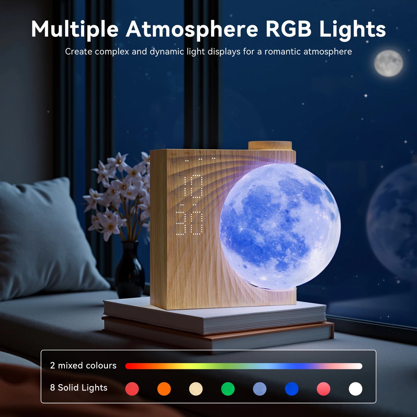Reteyung Moon Lamp Sunrise Alarm With White Noise Sound Machine