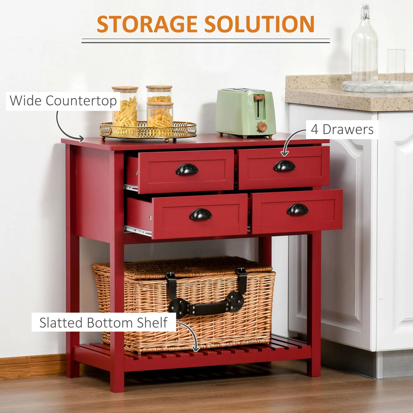 HOMCOM Modern Sideboard Buffet Cabinet With Four Drawer Storage