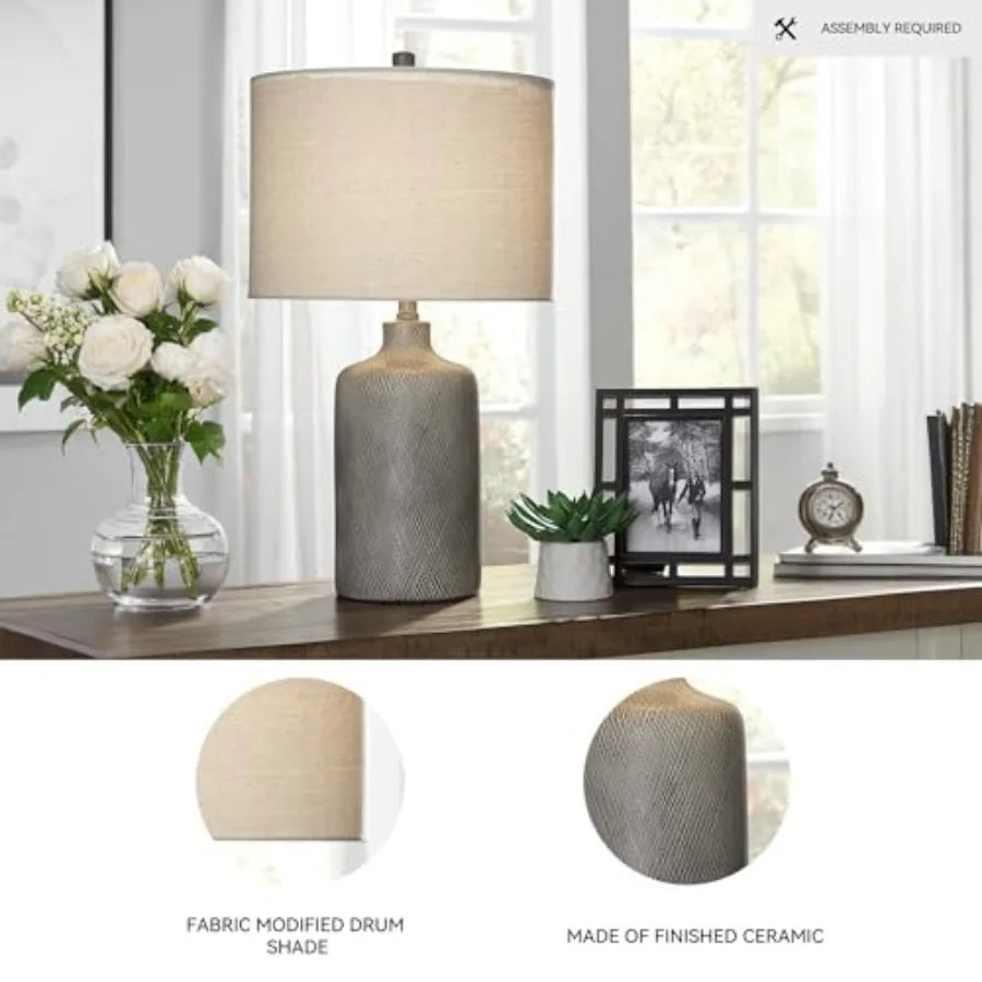 Modern Solar Ceramic Table Lamp With Natural Stone Finish
