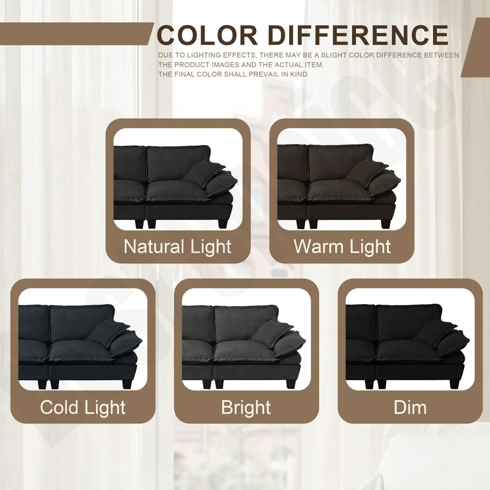 Modern Fabric Loveseat Couch With Deep Seating And Pillows