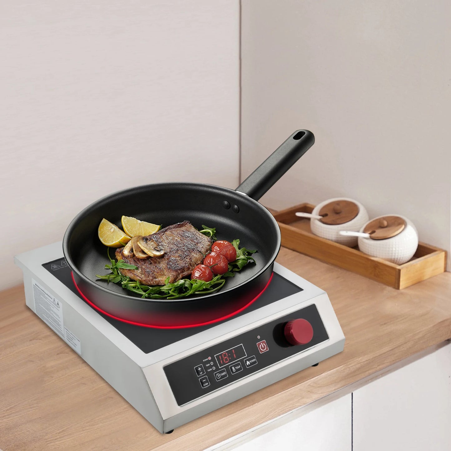 Sweetmile Commercial Induction Cooktop 3500W Stainless Steel Single Burner