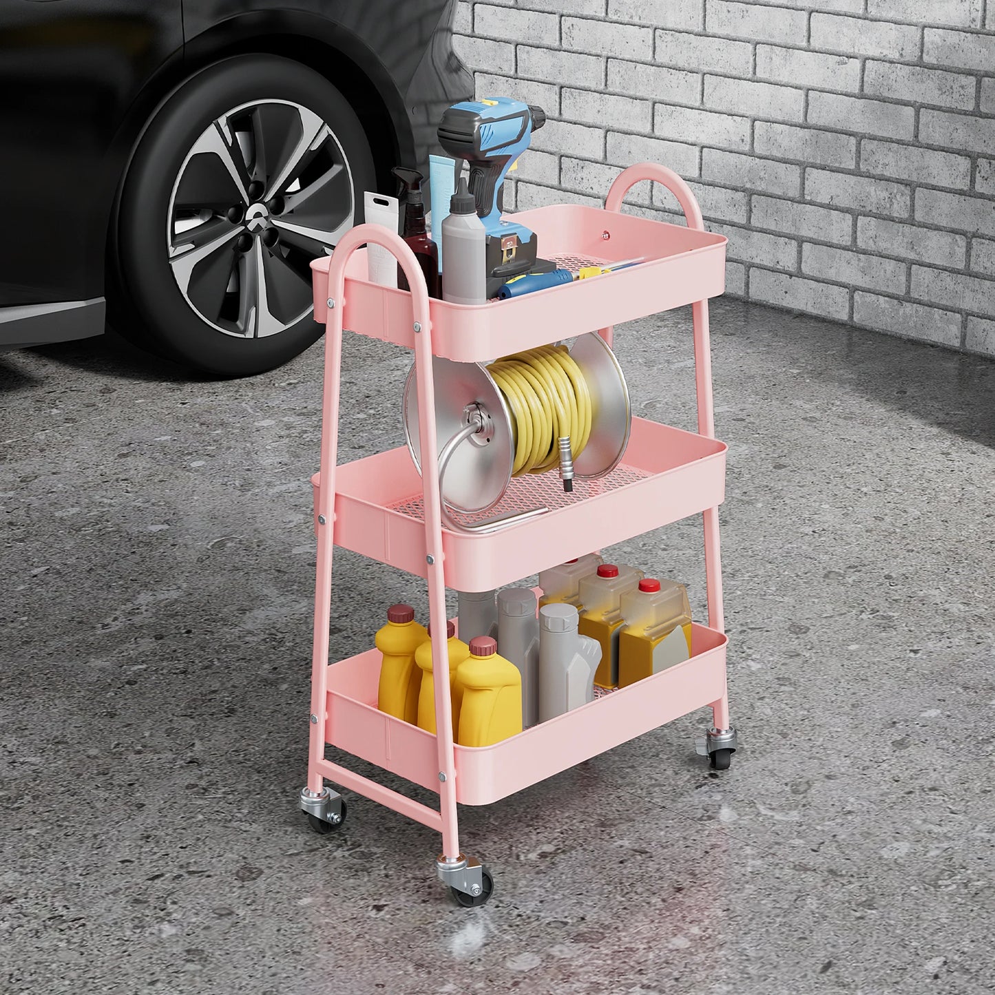 Jhk 3 Tier Rolling Kitchen Storage Cart With Lockable Wheels